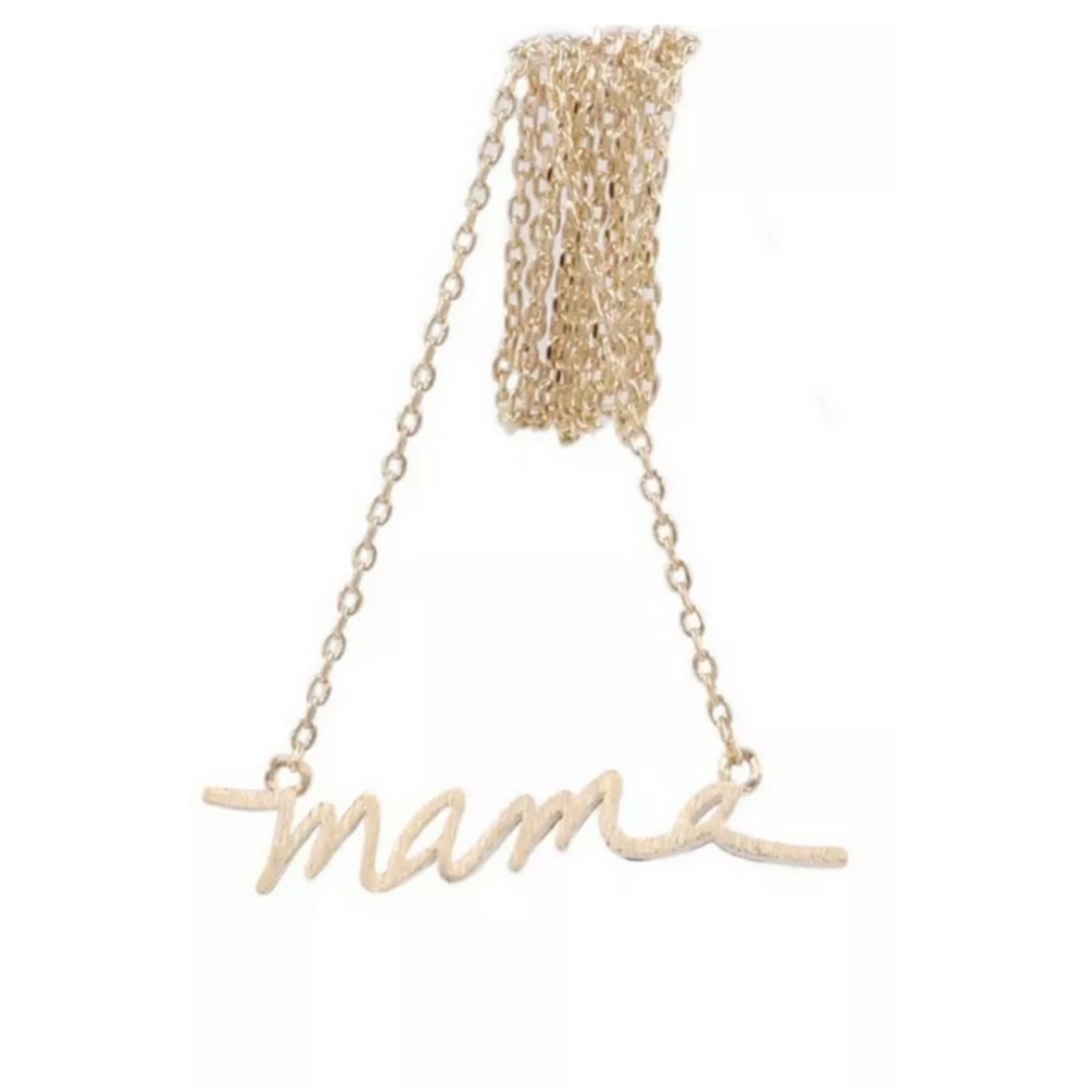 Matte Silver Brass Mama Pendant Necklace - Picture 2 of 2